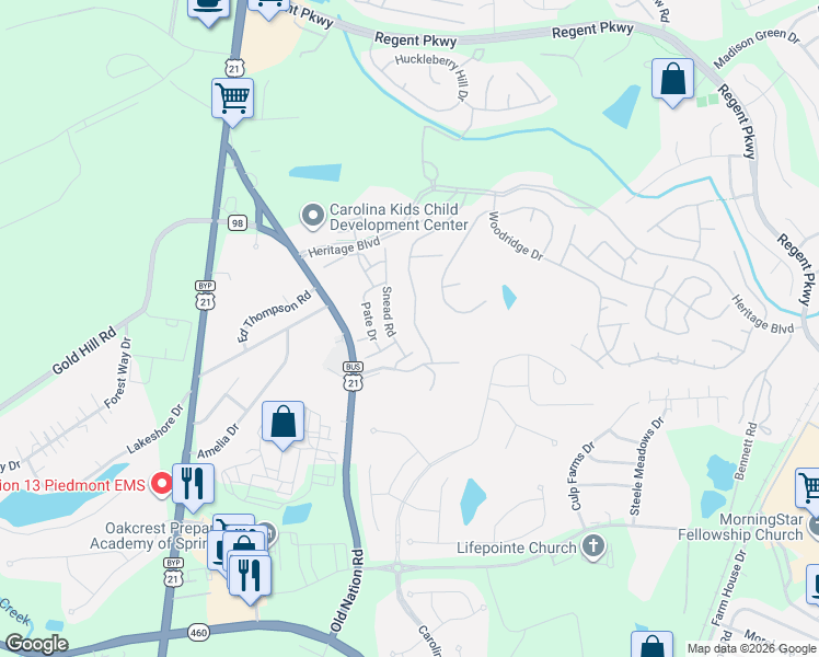 map of restaurants, bars, coffee shops, grocery stores, and more near 228 Sigel Drive in Fort Mill