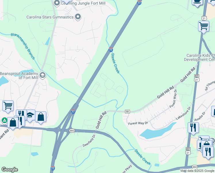 map of restaurants, bars, coffee shops, grocery stores, and more near 1060 Gennett Circle in Fort Mill