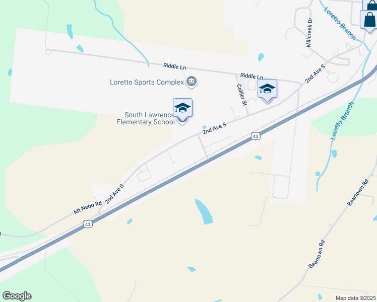 map of restaurants, bars, coffee shops, grocery stores, and more near 710 2nd Avenue South in Loretto