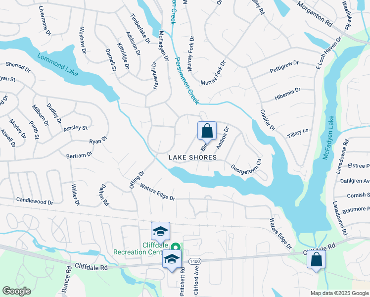 map of restaurants, bars, coffee shops, grocery stores, and more near 436 Oakgrove Drive in Fayetteville