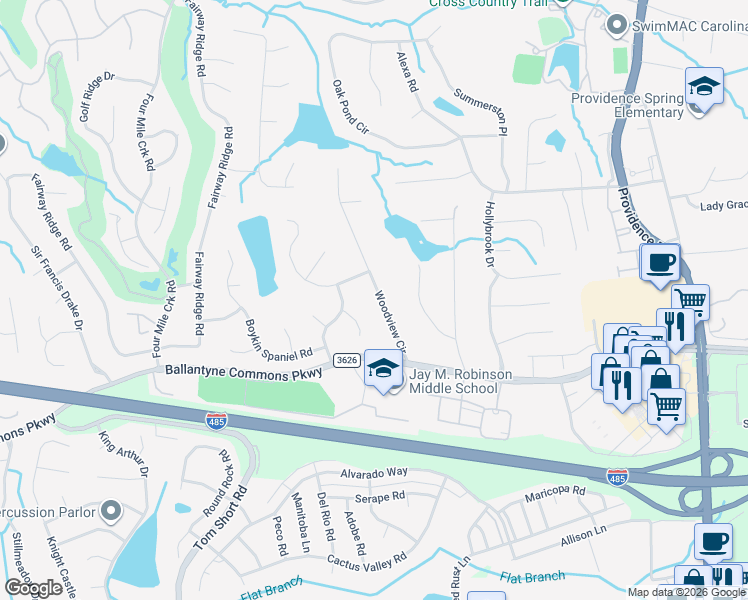 map of restaurants, bars, coffee shops, grocery stores, and more near in Charlotte