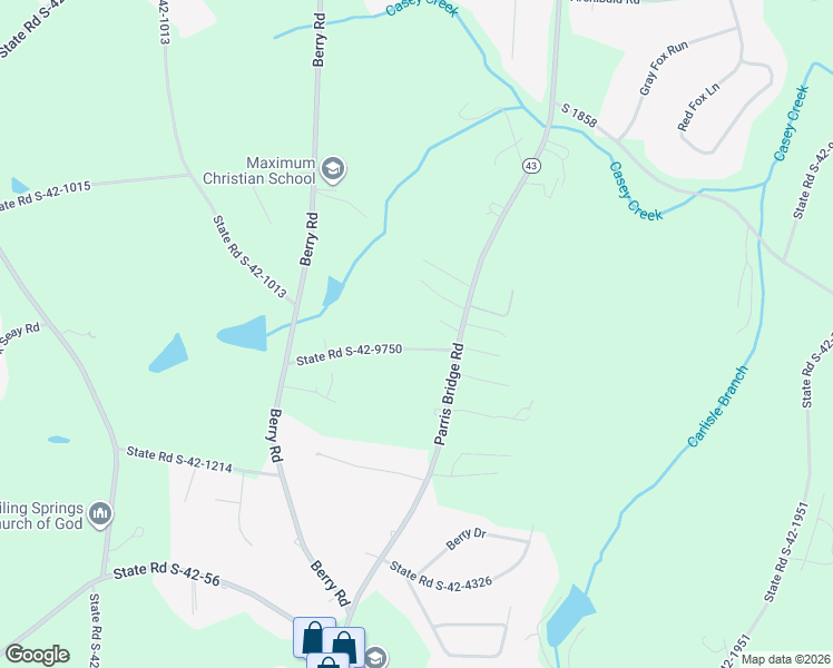 map of restaurants, bars, coffee shops, grocery stores, and more near 120 State Road S-42-9750 in Boiling Springs