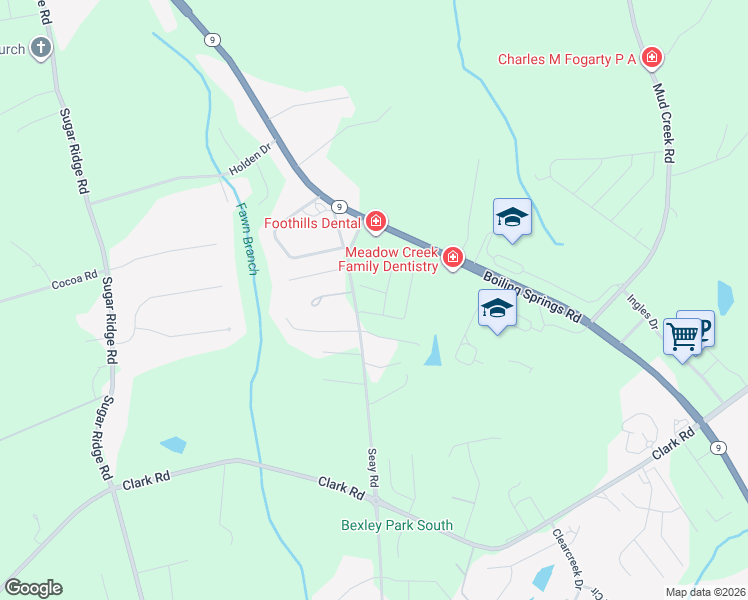 map of restaurants, bars, coffee shops, grocery stores, and more near 5061 South Carolina 9 in Inman