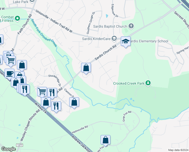map of restaurants, bars, coffee shops, grocery stores, and more near 5516 Burning Ridge Drive in Monroe