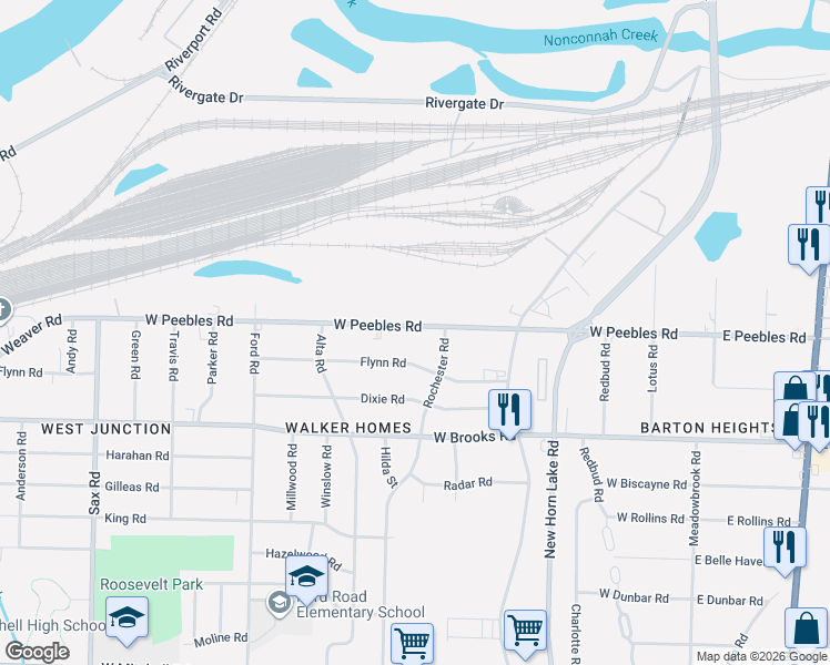 map of restaurants, bars, coffee shops, grocery stores, and more near 322 West Peebles Road in Memphis
