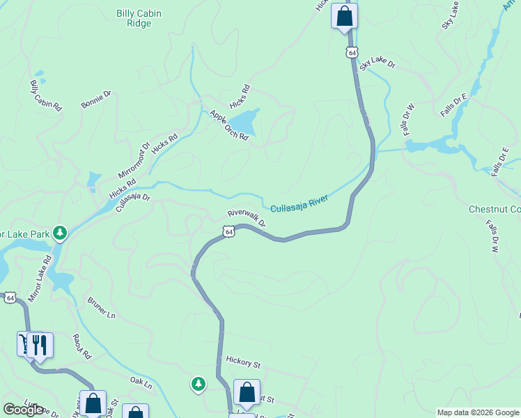 map of restaurants, bars, coffee shops, grocery stores, and more near 563 Crowe Drive in Highlands