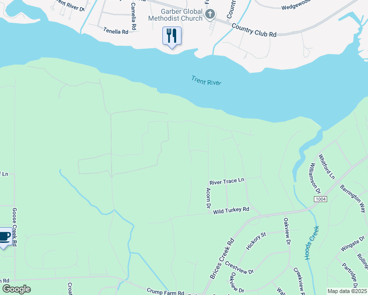 map of restaurants, bars, coffee shops, grocery stores, and more near 212 Sanderling Drive in New Bern