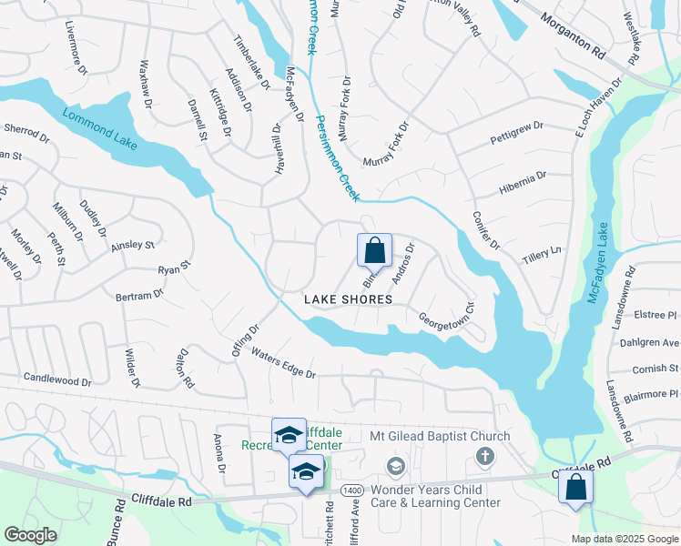 map of restaurants, bars, coffee shops, grocery stores, and more near 428 Oakgrove Drive in Fayetteville
