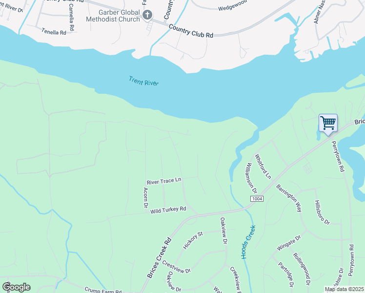 map of restaurants, bars, coffee shops, grocery stores, and more near 1700 Riverbank Lane in New Bern