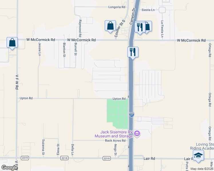 map of restaurants, bars, coffee shops, grocery stores, and more near 207 Rosemary Ln in Amarillo