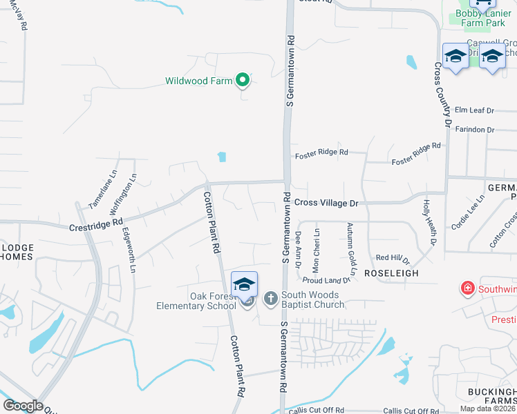 map of restaurants, bars, coffee shops, grocery stores, and more near 3004 Grand Fields Lane in Memphis