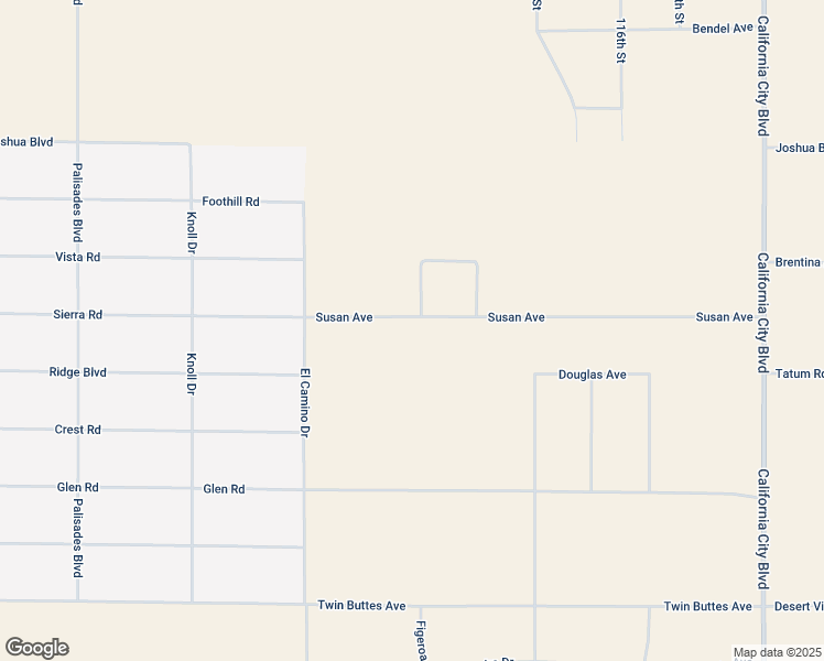 map of restaurants, bars, coffee shops, grocery stores, and more near Susan Avenue in California City