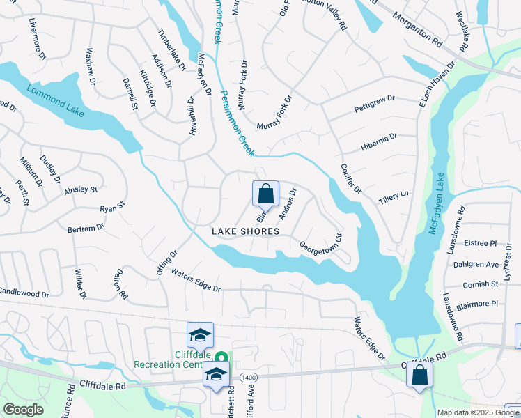 map of restaurants, bars, coffee shops, grocery stores, and more near 5628 Bimini Place in Fayetteville