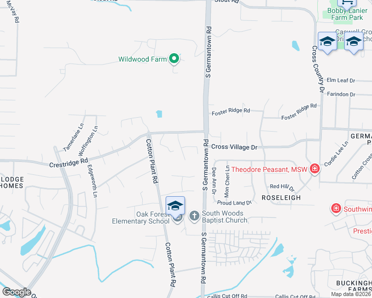 map of restaurants, bars, coffee shops, grocery stores, and more near 3004 Grand Fields Lane in Memphis