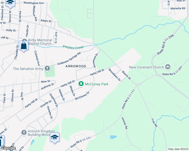 map of restaurants, bars, coffee shops, grocery stores, and more near 924 Hetty Hill Street in Gaffney