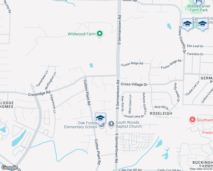 map of restaurants, bars, coffee shops, grocery stores, and more near 3004 Grand Fields Lane in Memphis