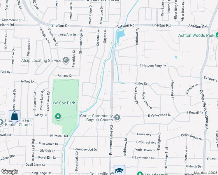 map of restaurants, bars, coffee shops, grocery stores, and more near 1002 Joe Ct in Collierville