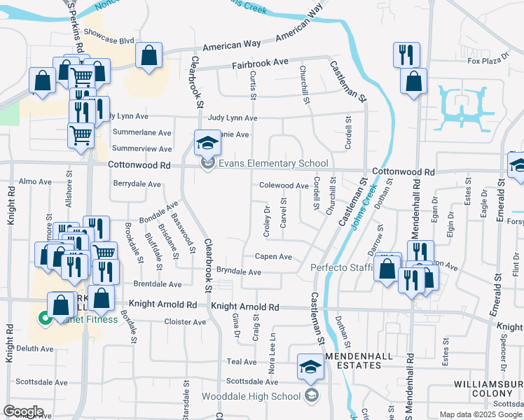 map of restaurants, bars, coffee shops, grocery stores, and more near 2995 Croley Dr in Memphis