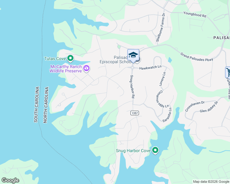 map of restaurants, bars, coffee shops, grocery stores, and more near 18103 Kalabash Road in Charlotte