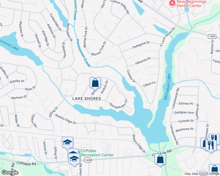 map of restaurants, bars, coffee shops, grocery stores, and more near 412 Runnymede Drive in Fayetteville