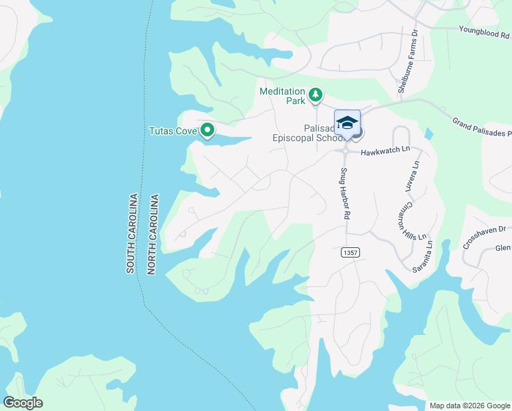 map of restaurants, bars, coffee shops, grocery stores, and more near 16805 Harbor View Road in Charlotte