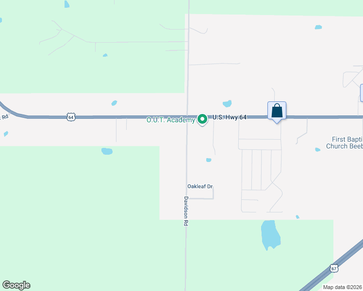 map of restaurants, bars, coffee shops, grocery stores, and more near 552 Davidson Road in Beebe