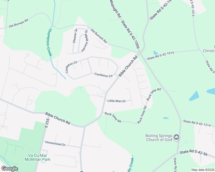 map of restaurants, bars, coffee shops, grocery stores, and more near 5185 Bible Church Road in Boiling Springs
