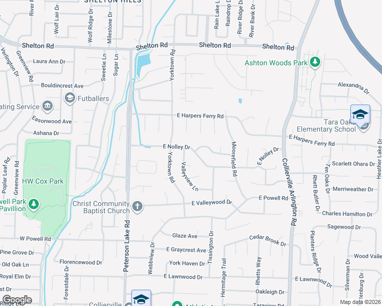 map of restaurants, bars, coffee shops, grocery stores, and more near 185 E Nolley Dr in Collierville