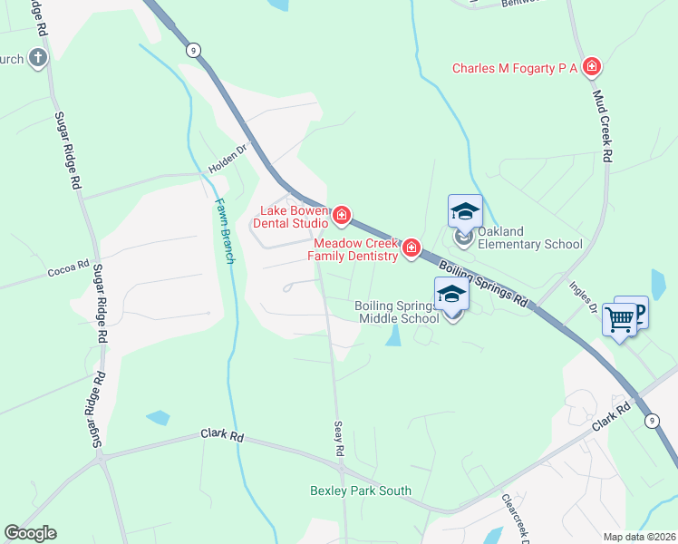 map of restaurants, bars, coffee shops, grocery stores, and more near 5061 South Carolina 9 in Inman