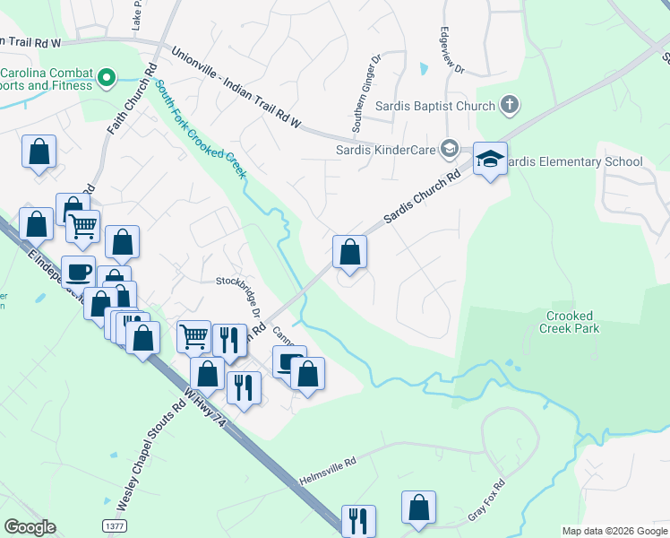 map of restaurants, bars, coffee shops, grocery stores, and more near 4108 Runaway Circle in Monroe