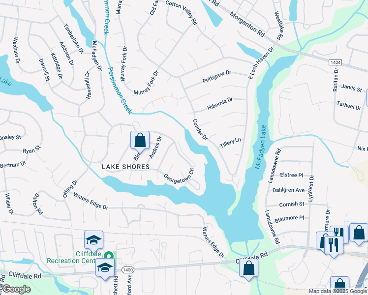map of restaurants, bars, coffee shops, grocery stores, and more near 3330 Starboard Way in Fayetteville