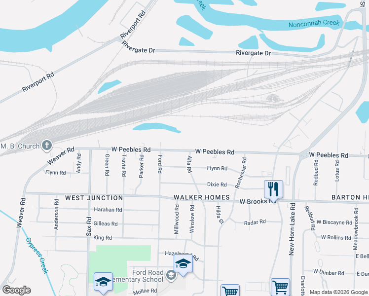 map of restaurants, bars, coffee shops, grocery stores, and more near 416 West Peebles Road in Memphis