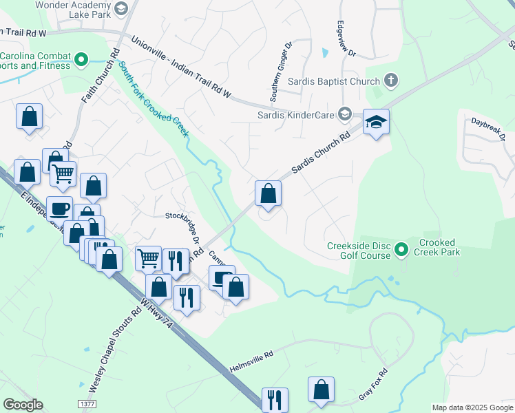 map of restaurants, bars, coffee shops, grocery stores, and more near 4108 Runaway Circle in Monroe