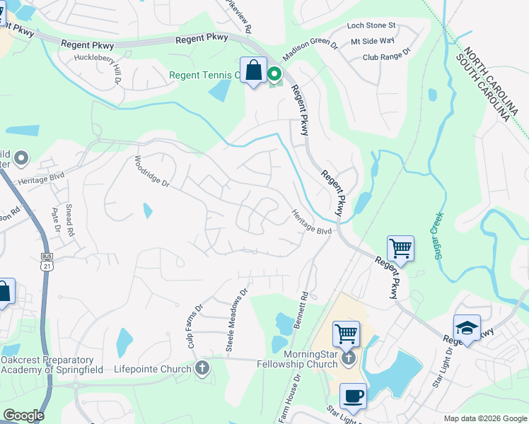 map of restaurants, bars, coffee shops, grocery stores, and more near 170 Cedar Hollow Street in Fort Mill