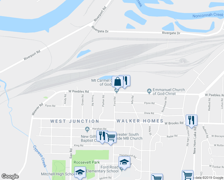 map of restaurants, bars, coffee shops, grocery stores, and more near 508 West Peebles Road in Memphis