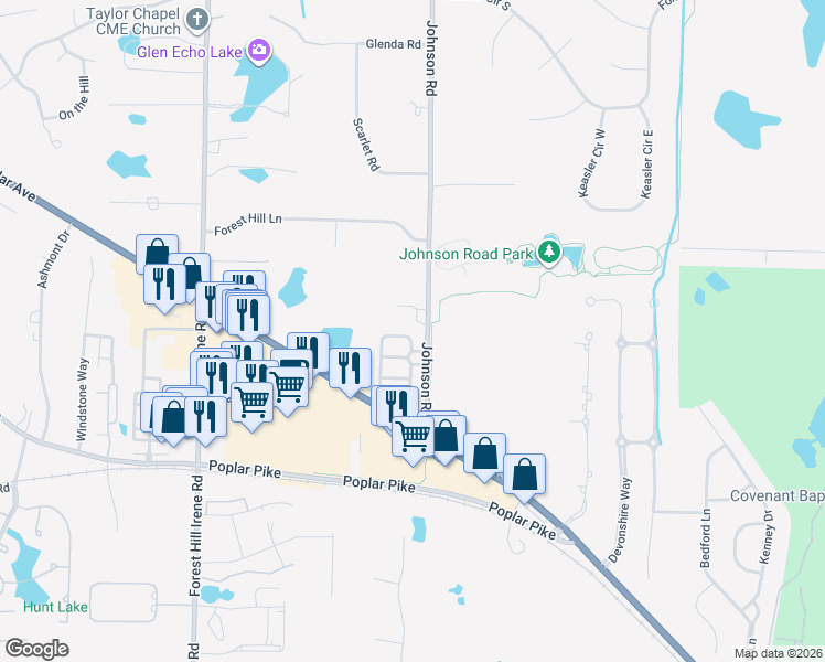 map of restaurants, bars, coffee shops, grocery stores, and more near 2957 Poplar Grove Lane in Germantown
