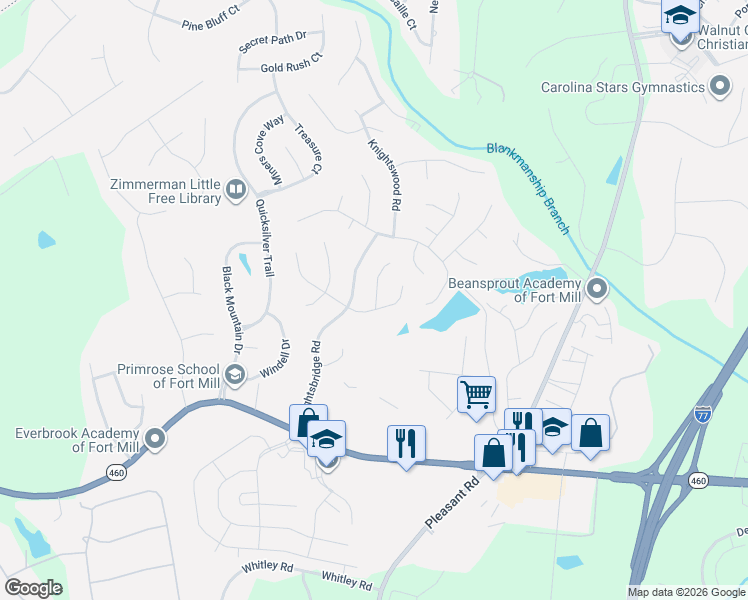 map of restaurants, bars, coffee shops, grocery stores, and more near 500 Whitehead Court in Fort Mill