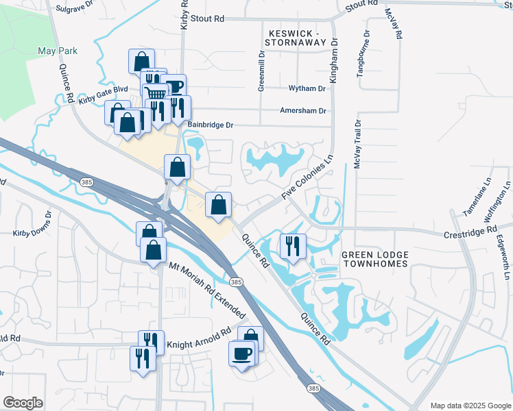 map of restaurants, bars, coffee shops, grocery stores, and more near 2979 Mew Cove in Memphis
