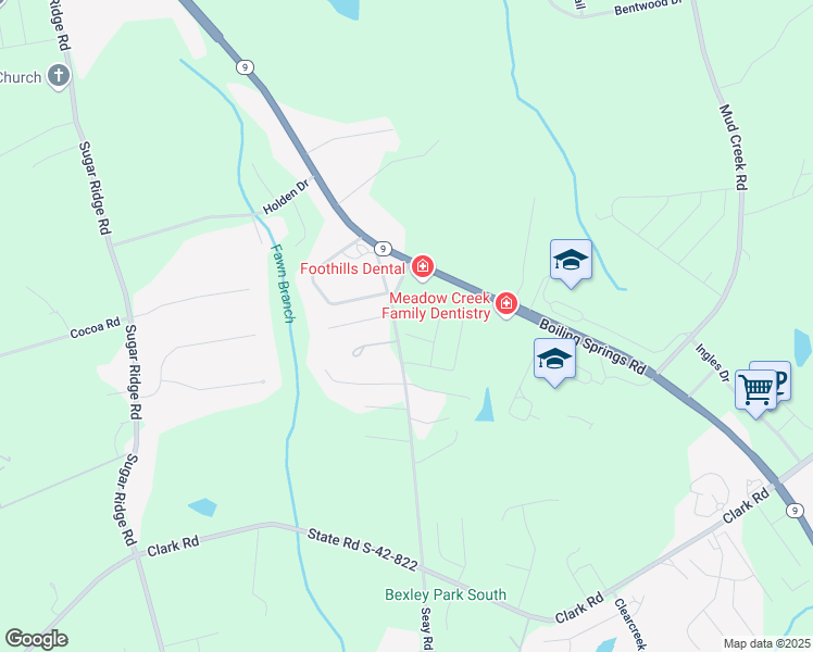 map of restaurants, bars, coffee shops, grocery stores, and more near 5061 South Carolina 9 in Inman