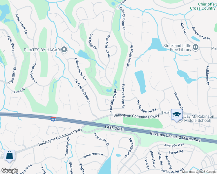 map of restaurants, bars, coffee shops, grocery stores, and more near 10944 Winterbourne Court in Charlotte