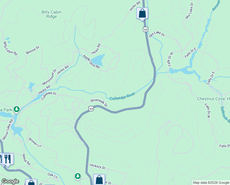 map of restaurants, bars, coffee shops, grocery stores, and more near 563 Crowe Drive in Highlands