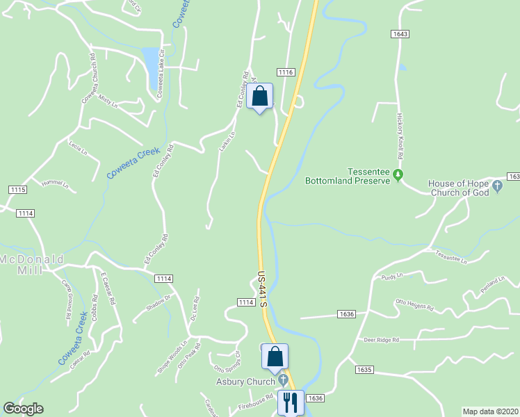 map of restaurants, bars, coffee shops, grocery stores, and more near 1497 Georgia Road in Franklin