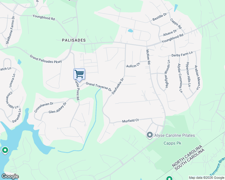 map of restaurants, bars, coffee shops, grocery stores, and more near 9928 Daufuskie Drive in Charlotte