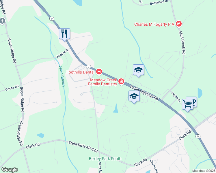 map of restaurants, bars, coffee shops, grocery stores, and more near 5061 South Carolina 9 in Inman