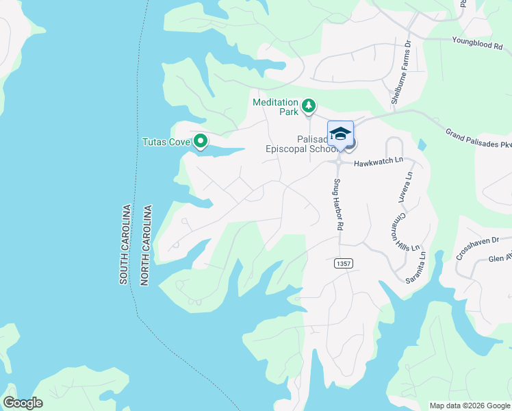 map of restaurants, bars, coffee shops, grocery stores, and more near 16805 Harbor View Road in Charlotte