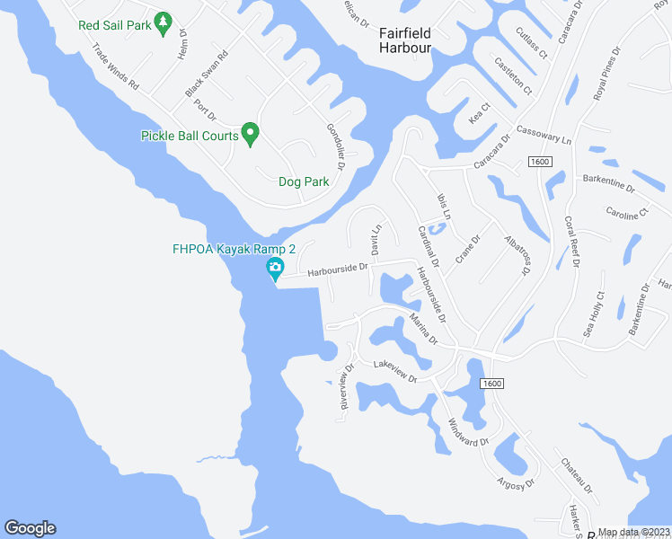 map of restaurants, bars, coffee shops, grocery stores, and more near 6114 Harbourside Drive in New Bern
