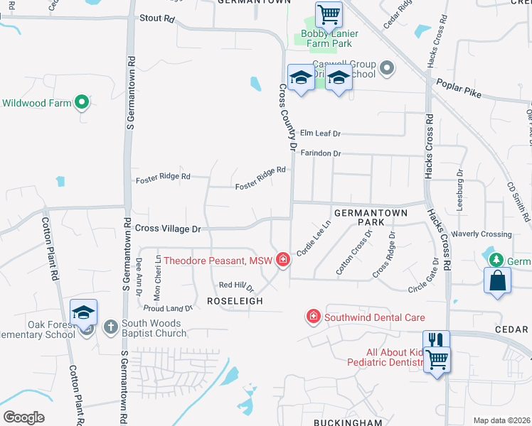 map of restaurants, bars, coffee shops, grocery stores, and more near 7764 Cross Village Drive in Germantown