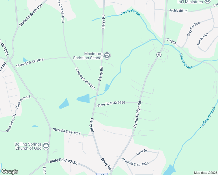 map of restaurants, bars, coffee shops, grocery stores, and more near 629 State Road S-42-1214 in Boiling Springs