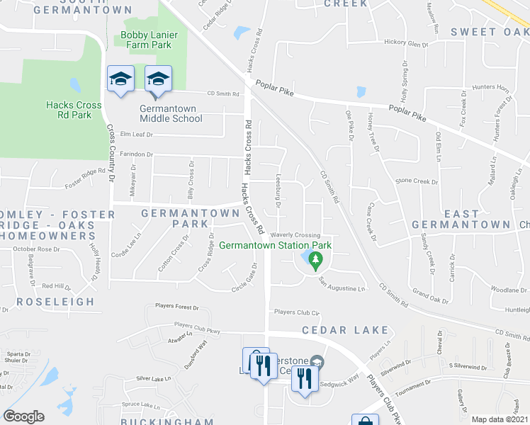 map of restaurants, bars, coffee shops, grocery stores, and more near 8038 Cambury Cove West in Germantown