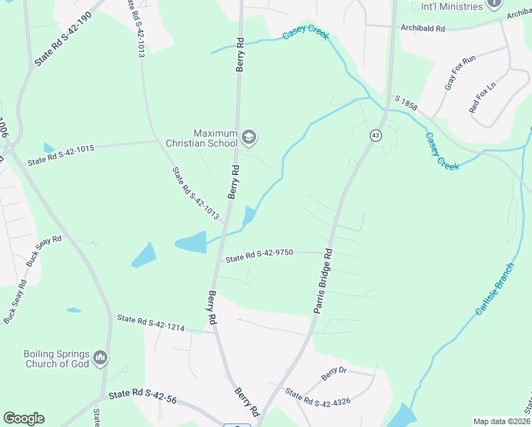 map of restaurants, bars, coffee shops, grocery stores, and more near 629 State Road S-42-1214 in Boiling Springs